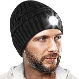 COTOP Unisex LED Beanie Mütze mit Licht, USB wiederaufladbare Stirnlampe Mütze, Strickmütze Hut Wintermütze Herren Geschenke für Jogging, Camping, Radfahren, W