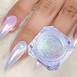 FILWO Holographic Nail Glitter Powder Rainbow Color Neon Effect Nail Art Flakes Decoration Chrome Nail Dust Tip Maniküre Sirene Nail Art Pailletten Puder Farbverlauf DIY Pigment Dek