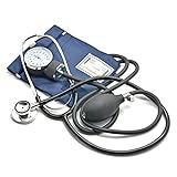 Belmalia Blutdruckmessgerät mit Stethoskop, Pumpball, Manometer, Manschette, Tasche für Rettungsdienst, Arzt, Praxis, Manuell, Blau Schw