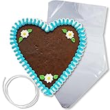 Lebkuchenherz Rohling - Rand und Deko - 21cm - zum selber beschriften, inkl. transparenter Wiederverpackung (1x170g)