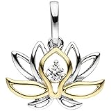 JOBO Damen-Anhänger Seerose aus 925 Silber Bicolor vergoldet mit Zirk