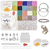 6986 Stücke DIY Armband Buchstaben Perlen Alphabet Beads Kit Armband Perlen zum Basteln Bunt Perlen mit Schnur für Kinder Mädchen Geschenk