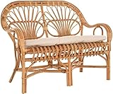 korb.outlet Retro Rattanbank 50er / 60er Jahre-Stil Wintergarten 2er Küchenbank Zweisitzer Natur Rattan Bank Sofa Wintergartenbank