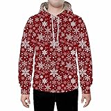 EMPERSTAR Weihnachtspullover Pullover Unisex Winter Weihnachten Schneeflocke Rentier Kapuzenoberteil Mit Tasche A-6+5XL