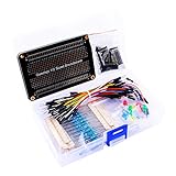 GeeekPi Electronic Fun Kit, 3 PCS 1/2 Breadboard mit Kabelwiderstand LED Potentiometer für elektronisches Lernkit, kompatibel mit Arduino IDE, UNO R3, MEGA2560, Raspberry Pi Range (Schwarz)