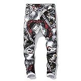 ShFhhwrl Jeans Mens Jeans Pantalones Hombre Jens Men Soft Denim Fashion Print Mens Jeans 33 ArmyG