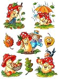 dpr. Fensterbild Set Herbst lustige Pilze Blätter Fenstersticker Fenster Dek