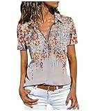 Tshirt Damen,T-Shirts Slim Fit Tshirt Sexy Bluse Mode Frauen Bohemian Western Ethnic Style Zipper Top Casual Kurzarm T-Shirt5