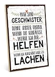 TypeStoff Holzschild mit Spruch – WIR SIND Geschwister – im Vintage-Look mit Zitat als Geschenk und Dekoration zum Thema Bruder, Schwester, Liebe, Familie und Zusammenhalt - HS-00172