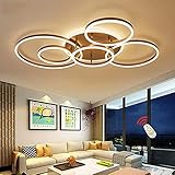 LED 5-Ring Design Deckenleuchte Dimmbar mit Fernbedienung Deckenleuchte für Schlafzimmer und Esszimmer Acryl Esstisch Hängelampe Beleuchtung(Color:Brown)