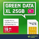 mobilcom-debitel Telekom green Data XL - 25 GB LTE Internet-Flatmit bis zu 300 MBit/s, EU-Roaming-F