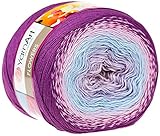 Yarn Art Blumen-Garn, 55 % Baumwolle, 45 % Acryl, 250 g, 900 m, mehrfarbiges Baumwollgarn, Regenbogen-Häkelgarn, Frühling und Sommer, 2 Sport-Garn (280)