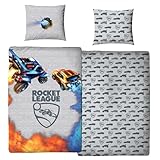 Character World Bettwäsche Rocket League 135x200 + 80x80 deutsche Größe · Bettwäsche für Gamer · 100% Baumwolle · 2 teilig Teenager Jungen-Bettw