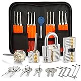Eventronic 18+4 Schloss-Set, Lockpicking Set, 18-Teiliges Dietrich Set mit 4 Transparentem Trainingsschlössern und Anleitung, für Schlosserei, Anfäng