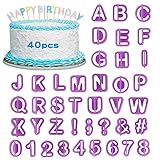 40 Stück Buchstaben Ausstecher für Fondant, XCOZU Fondant Ausstechformen Buchstaben Set, Fondant Ausstecher Satzzeichen und Zahlen Alphabet zum Keks Kuchen Tortendeko Geburtstag, Backzubehö