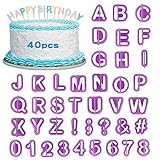 40 Stück Buchstaben Ausstecher für Fondant, XCOZU Fondant Ausstechformen Buchstaben Set, Fondant Ausstecher Satzzeichen und Zahlen Alphabet zum Keks Kuchen Tortendeko Geburtstag, Backzubehö