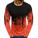 Herren T Shirt Batik-Unterhemd Casual Langarm Sweatshirt Leichtes Tops O Ausschnitt Slim Fit Lässiges Klassisch Ob