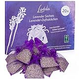 Lavodia Lavendelsäckchen mit Premium Lavendelblüten zum Mottenschutz gegen Motten im Kleiderschrank, 20x Lavendel Säckchen für Entspannung und S