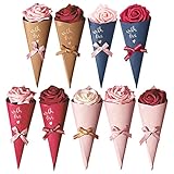 Gkdki Kegel für Hochzeit Konfetti, Hochzeit Konfettizapfen, 10 PCS Papierkegel Hochzeit Gastgeschenke Verpackung mit Rosenstrauß