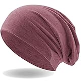 Hatstar Klassische Slouch Long Beanie Mütze, leicht und weich, für Damen und Herren (Jeans Rot meliert)