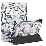 Tveinan Hülle Leder für Samsung Galaxy Tab S6 Lite 10.4 2020 SM-P610 / P615 Tablette Schutzhülle, Stand Auto Schlaf / Wach Funktion 360 Grad Stoßfeste Klapphülle Case - weißer Tig