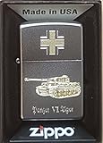 Zippo Panzer VI Tiger - Satin Finish - Diamantgravur Sturmfeuerzeug, Chrom, Silber, 5.8 x 3.8 x 1.8 cm, 1 E