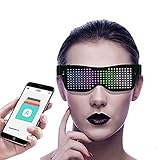 Eamplest LED Brille Bluetooth APP Steuerung, 4 Modi 11 Animationen, DIY Neon Draht Brille mit App für iPhone iOS Android und Google Play ,für Raves Festival Clubs Motto Party