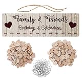 Holz Familienkalender Plakette Hölzernes Geburtstag Kalenderzeichen für Familie und Freund Geburtstag Erinnerung Heim Dek
