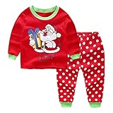 Jungen Weihnachts Schlafanzug Santa Claus Langarm Zweiteilig Pyjama Kinder Baumwolle Schlafanzüge Set Langarm Sweatshirt Polka Dot Hosen Mädchen Winter Weihnachten Nachtwäsche Größe 1-7 J