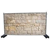 (Mesh) Steinwand B5 Bauzaunbanner, Sichtschutz, Windschutz, Zaunblende, Festival Banner, 340 x 173 cm, DRUCKUNDSO