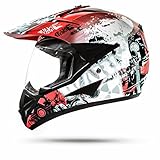 Stark ATO-Moto 804 GS War Rot Crosshelm mit Visier für Quad ATV Enduro Motorradhelm ECE 2205 Größe (XL 61cm)