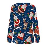 Overdose Damen Blusen Hemd Bluse Tops Pullover Herbst Merry Christmas Tunika Sweatshirts Tee Lange Ärmel Langarmshirt Mode Xmas Rundhals Oberteile Loose Weihnachtsdruck F