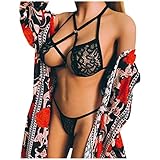 Dorical Damen Dessous reizvoller Art- und Weisedamehalter-elastischer Käfig-reizvoller Strappy Bustier BHS Harness Elastische Sexy Body Cage BH Halter Crop Top (Large, Z04-Schwarz(Set))