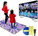 LHJCN Drahtlose Doppel-Tanzmatte, verschleißfestes faltbares Dancepad Kinder Dance Revolution Musical Mat HD TV Computer Dual-Use-Betrieb, 164x93CM - A fü