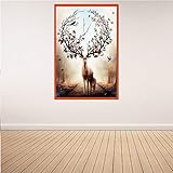 LLXXD Nordische Einfachheit Leinwand Malerei Hirsch Poster und Drucke Malerei Wandkunst Bilder für zu Hause Wohnzimmer Dekoration-50x70cm （kein Rahmen）