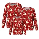 SOIUTAO Weihnachtsoutfit Teenager Mädchen Rentier Muster Langarmshirt Weihnachts Lässig Familie Set Oberteile Winter Thanksgiving-Geschenk