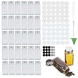 30er Set Gewürzglas- Gewürzgläser Quadrat Glasbehälter Füllmenge 120 ml,Perfekt für unsere 4 Gewürzregale - 120 ml, 10,5 x 4,3 cmVerschiedene Streuer- (30pcs)