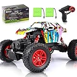 VATOS RC Auto Ferngesteuertes Auto Rock Crawler 1:18 Graffiti 15km/h 4WD 2,4 Ghz Off-Road Auto LKWs Wiederaufladbare Geländewagen LKW Spielzeug Kinder Hobby Rennwagen Kinder und Erw