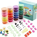 DEWEL 50 Couleurs Modelliermasse,Polymer Ton,24 Kinder-Plastilin-Gläser(Zufällig gesendet)