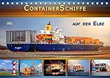 Containerschiffe auf der Elbe (Tischkalender 2022 DIN A5 quer)