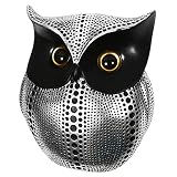 GoYonder Eulen-Deko-Statue, Skulptur für Zuhause, Büro, Bücherregal, TV-Ständer, Dekoration, Kunstharz, Tierskulptur, minimalistischer Stil, Basteln, Geschenk für (Silber/Schwarz)