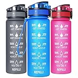 GeeRic Trinkflasche 1L Sport Wasserflasche BPA-freies Kohlensäure geeignet Wasserflasche für Uni, Sport, Fitness, Fahrrad, O