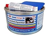 STC 2K kfz Spachtelmasse 2 kg auto Standard Spachtel beige Karosserie Polyester Füllspachtel Dose inkl. Härter + Spachtelblatt ca. 12 x 8 cm (2 kg Dose)