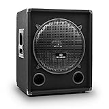 Malone PW-1015-SUB - passiver PA-Subwoofer, PA Box, 1000 W max, 15' Tieftöner, 35-3500 Hz Frequenzgang, Bassreflex-Holzgehäuse, Filz-Ummantelung, Metallschutzgitter, Tragegriffe, schw