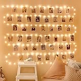 LED Fotoclips Lichterkette, WOWDSGN 12M 120LEDs Fotolichterkette mit 100 Klammern und 30 Nägel 8 Mode USB/Batterie betrieben Bilder Polaroid Lichterkette für Zimmer,Wand,Fenster,Weihnachten,H