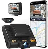 AQP Dual Dashcam Full HD 1080P Vorne und Hinten Autokamera, Dash Camera mit GPS & WiFi, G-Sensor, WDR, Loop-Aufnahm, 170 ° Weitwinkel mit Nachtsicht, Bewegungserkennung, AQP-X1-De, Black