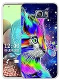Sunrive Kompatibel mit Samsung Galaxy S6 Edge Plus Hülle Silikon, Transparent Handyhülle Schutzhülle Etui Case (X Katze 1)+Gratis Universal Eingabestift MEHRWEG
