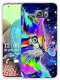 Sunrive Kompatibel mit Samsung Galaxy S6 Edge Plus Hülle Silikon, Transparent Handyhülle Schutzhülle Etui Case (X Katze 1)+Gratis Universal Eingabestift MEHRWEG