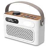 WUBAILI Tragbarer Kabelloser Lautsprecher Stereo-DAB-Radio Mit 5.0 Bluetooth Und UKW, Schönes Design, Wiederaufladbarer Akku,Weiß