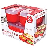 Sistema Microwave-Heat & Eat Frischhaltedosen Set | 3 rechteckige Mikrowelle-Vorratsdosen mit Deckeln (1 x 1,25 l + 2 x 525 ml) | verschließbare Clips und Belüftungsventile | B